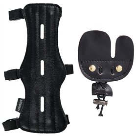 Huntingdoor Tir à l'arc - Accessoires Protège-doigts - En cuir - Long protège-bras - Équipement de protection - Pour droitier -