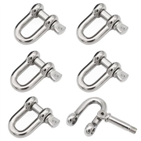 6 Pièces Manille M8 Manille Inox 304 Manille D'ancre Manille D'anneau de D de Chaîne Manille Boucle Manille Droite Manille de Le
