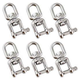 SAIJIAN 6 Pièces M6 Manille Pivotante en Acier Inoxydable 304 Anneau Pivotant Suspendue Crochet Pivotant pour Onnecter Un œillet