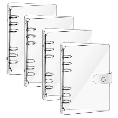 4 Pièces A5 Couverture de Classeur en PVC Souple Transparent Couverture de Protection 6 Anneaux Rechargeable A5 Feuilles Volante