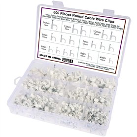 Kinsinder 600 pièces Câble Clips Rond avec Clou en Acier