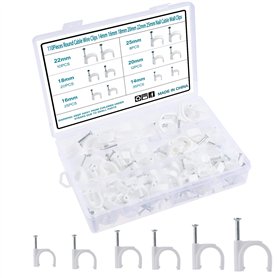 Kinsinder 110 pièces Rond Câble Clips avec Clou en Acier