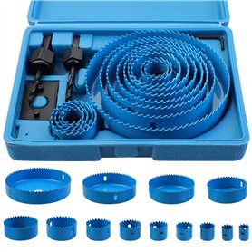 Knpwer 17 Pcs Kit Scies Cloches bi-métal en Acier Carbone 19-127mm Scie Cloche Coffret pour Bois