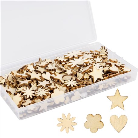 TAIYOU 300 Pièces Tranches Bois Naturel Embellissement Tranches Taille Mixte Embellissement pour Artisanat Bricolage Décoration