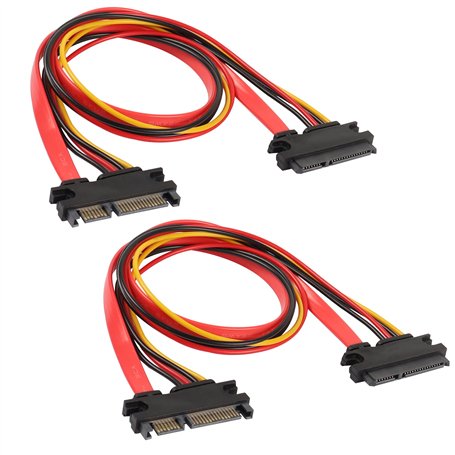 MEIRIYFA Lot de 2 câbles d'extension SATA 22 broches (7 + 15) mâle vers femelle - 50 cm