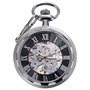 Itemstoday Antique Squelette boîtier en Acier Inoxydable mécanique à la Main d'enroulement pour Homme Montre de Poche