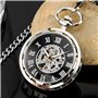 Itemstoday Antique Squelette boîtier en Acier Inoxydable mécanique à la Main d'enroulement pour Homme Montre de Poche