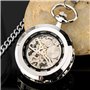 Itemstoday Antique Squelette boîtier en Acier Inoxydable mécanique à la Main d'enroulement pour Homme Montre de Poche