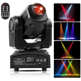 UKing Matériel d'Éclairage de Scène à Tête Mobile - 40 W - LED DJ avec Télécommande DMX512 - 8 Gobos - 8 Couleurs - 11 Canaux -