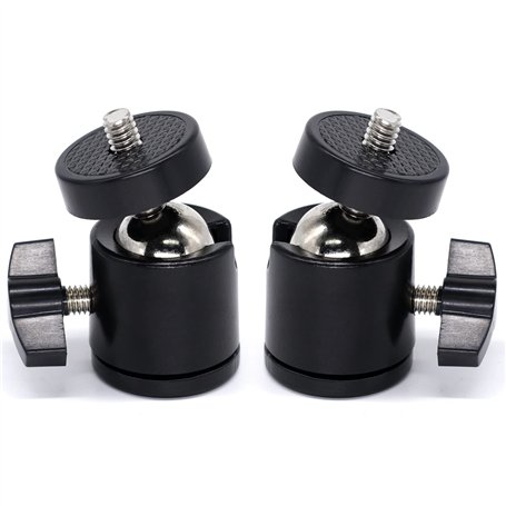 Lot de 2 mini trépied tête sphérique en métal 1/4" Rotule pour trépied Ball Head Mount Vis 1/4" Rotation à 360 degrés pour appar