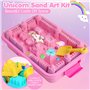 MULEVIP Magic Sand Sable Magique Licorne Fille Jeu de Sable Kit,Coloré Sable,Sable Magique Enfant avec Bac à Sable Magique Jouet