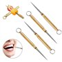 NITAIUN 4 Pcs Cure-Dents en titane, Portable Toothpick，Léger Réutilisable avec Capuchon Protecteur Porte Clés Cure Dents Métal é