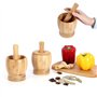 Ensemble de mortier et pilon en bois, Moulin à épices à Herbes, Broyeur de Cuisine Sain, Fabriqué en bambou de haute qualité, ad