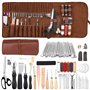 Kit de travail du cuir - Outils de sculpture du cuir - Kit de couture - Outils et fournitures d'artisanat du cuir avec outils d'