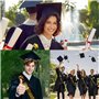 KUIRUNRX® Diplome Universitaire Robe, Chapeau de Remise de Diplôme et Ruban 2025, Noir Chapeau d'étudiant Bachelor pour Cérémoni