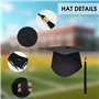 KUIRUNRX® Diplome Universitaire Robe, Chapeau de Remise de Diplôme et Ruban 2025, Noir Chapeau d'étudiant Bachelor pour Cérémoni