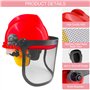 Zeripikfoasp Casque de Sécurité pour Tronçonneuse, Casque de Protection avec Cache-Oreilles de Protection et Visière en Maille, 