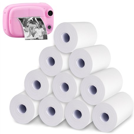 GIBOHOM Lot de 10 rouleaux de papier thermique - 57 mm x 30 mm x 6 m - Papier thermique blanc - Pour appareils photo instantanés