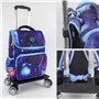 Chariot à dos à roulettes avec sangle de bagage, chariot pliable en alliage d'aluminium pour cartable, sac à dos, chariot de voy