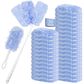 32 Pièces 360° Plumeau Poussiere Recharge Kit Compatible avec Plumeau Swiffer