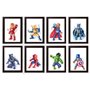 Safari Art Lot de 8 impressions murales de super-héros à l'aquarelle pour enfants - Spiderman