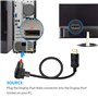 BolAAzuL Cable DisplayPort 1.4 vers DisplayPort Coudé 1.8M Cable DP à Angle Droit 90 Degrés Supporte 8K/60Hz 4K/144Hz Adaptateur