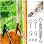HSEAMALL Kit de suspension de clôture de jardin, revêtement en PVC, câble métallique en acier inoxydable très résistant de 30 m,