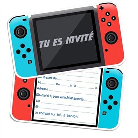 ZELAITE 12 Cartes d'invitation anniversaire à thème jeu en français