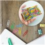 Lot de 110 trombones colorés en métal revêtu avec boîte pour bureau, école, papeterie, documents, grands trombones (28 mm)