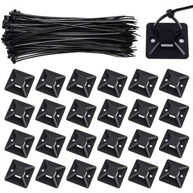 Viaky Lot de 120 attaches de câble carrées auto-adhésives de 20 cm
