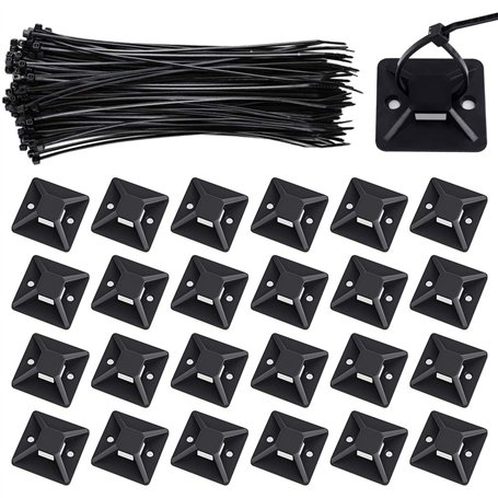 Viaky Lot de 120 attaches de câble carrées auto-adhésives de 20 cm