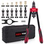 Outil à riveter 14" - Kit professionnel pour rivets avec M3 M4 M5 M6 M8 M10 métriques 6 mandrins et 60 écrous