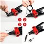 Outil à riveter 14" - Kit professionnel pour rivets avec M3 M4 M5 M6 M8 M10 métriques 6 mandrins et 60 écrous, conception permet