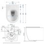 Cuvette WC Suspendu sans Rebord avec Charniere Abattant Soft-Close - Toilette Suspendu en Céramique Blanc - Chasse d'Eau Directe