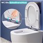 Cuvette WC Suspendu sans Rebord avec Charniere Abattant Soft-Close - Toilette Suspendu en Céramique Blanc - Chasse d'Eau Directe