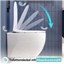 Cuvette WC Suspendu sans Rebord avec Charniere Abattant Soft-Close - Toilette Suspendu en Céramique Blanc - Chasse d'Eau Directe