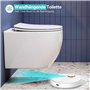 Cuvette WC Suspendu sans Rebord avec Charniere Abattant Soft-Close - Toilette Suspendu en Céramique Blanc - Chasse d'Eau Directe