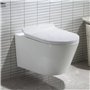 Cuvette WC Suspendu sans Rebord en Céramique - Toilette Mural avec Lunette WC Amovible - Abattants WC avec Abaissement Automatiq