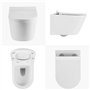 Cuvette WC Suspendu sans Rebord en Céramique - Toilette Mural avec Lunette WC Amovible - Abattants WC avec Abaissement Automatiq