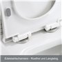 Cuvette WC Suspendu sans Rebord en Céramique - Toilette Mural avec Lunette WC Amovible - Abattants WC avec Abaissement Automatiq