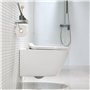 Cuvette WC Suspendu sans Rebord en Céramique - Toilette Mural avec Lunette WC Amovible - Abattants WC avec Abaissement Automatiq