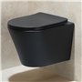 HOROW WC suspendu sans bord - Noir mat - Hygiénique - En céramique - Design moderne - Abattant WC UF avec système d'abaissement