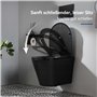 HOROW WC suspendu sans bord - Noir mat - Hygiénique - En céramique - Design moderne - Abattant WC UF avec système d'abaissement 