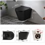 HOROW WC suspendu sans bord - Noir mat - Hygiénique - En céramique - Design moderne - Abattant WC UF avec système d'abaissement 