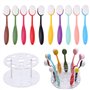 OTCRAFT Lot de 10 grands pinceaux mélangeurs d'encre avec 10 pinceaux avec couvercle et support rond pour scrapbooking