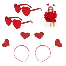 TIANNAIT 2pcs bandeau coeur et 2pcs lunettes de fête