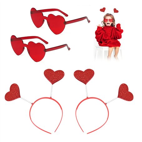 TIANNAIT 2pcs bandeau coeur et 2pcs lunettes de fête