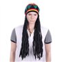LSYYSL 1 long chapeau tressé, 1 paire de lunettes et 1 bracelet tressé, bonnet de perruque tressé noir, accessoires de déguiseme