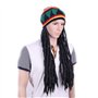 LSYYSL 1 long chapeau tressé, 1 paire de lunettes et 1 bracelet tressé, bonnet de perruque tressé noir, accessoires de déguiseme
