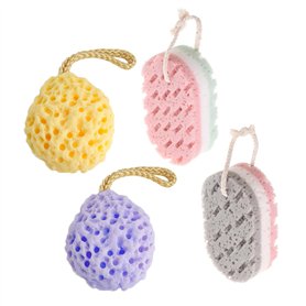 Lot de 4 éponges de bain exfoliantes pour le corps - Pour le bain - Produit de nettoyage pour le corps - Bon effet de nettoyage